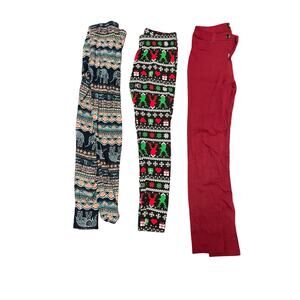 Medium Fall Winter Leggings Lot Red Jeggings Christmas Elephants